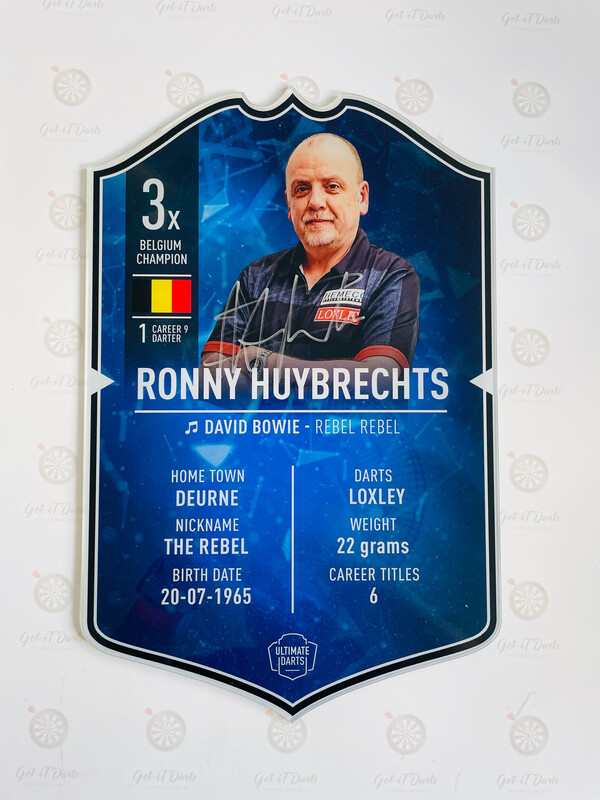 Ultimate Darts Card Ronny Huybrechts Signed std. Plexi Glas!