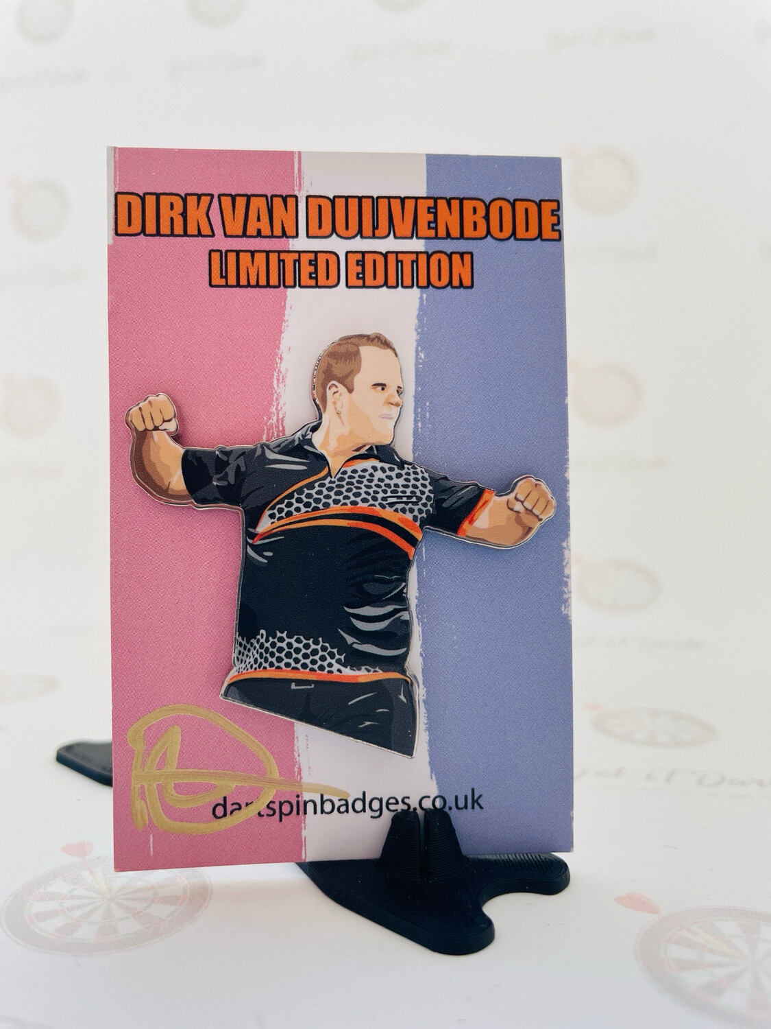 Darts Pin - Dirk van Duijvenbode Signed