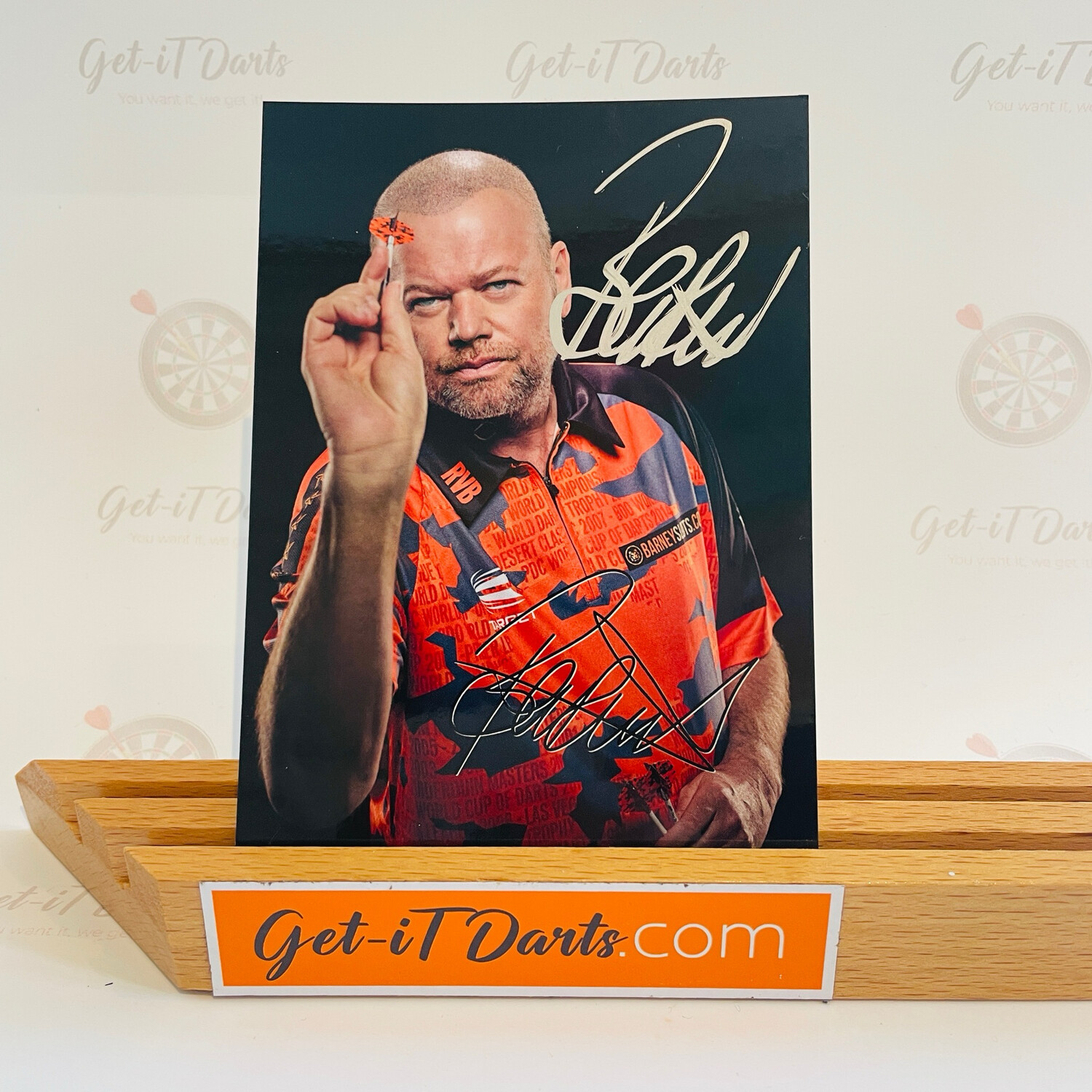 Signed Photocard Raymond van Barneveld small 10.5x15
