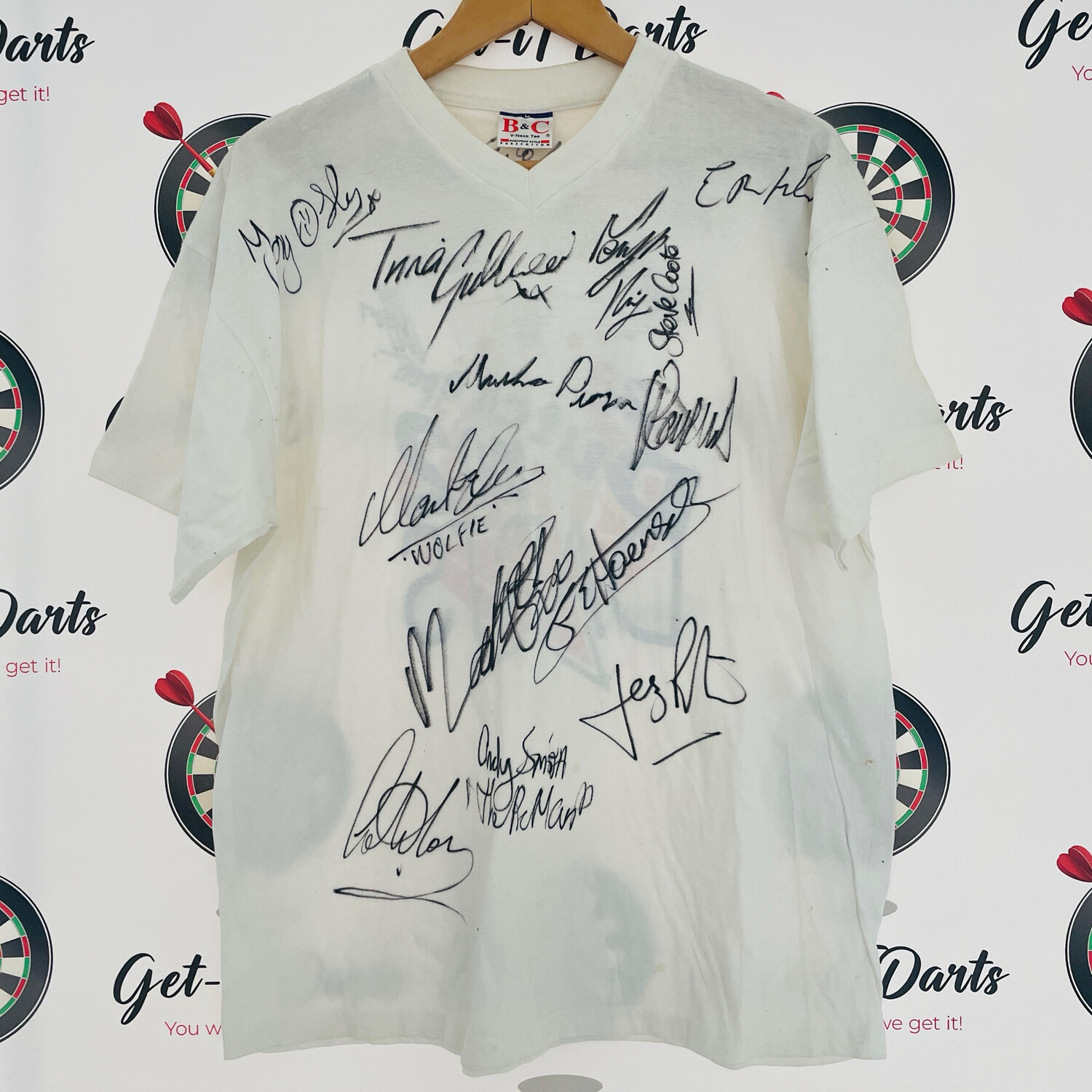 Signed by 19 professional darts Players