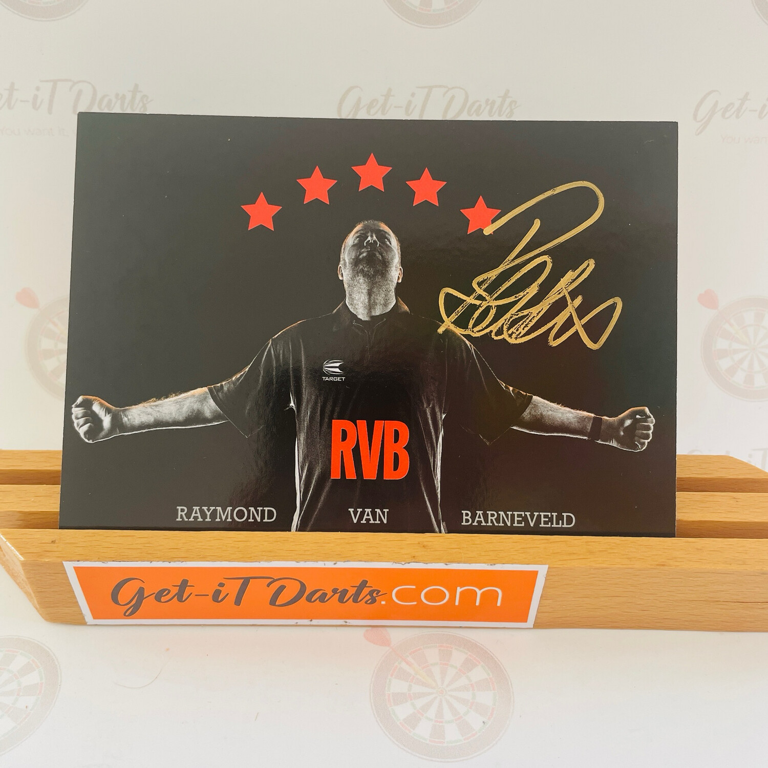 Signed photocard by Raymond van Barneveld