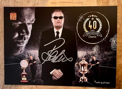Signed photocard 40 years anniversary Raymond van Barneveld, signed