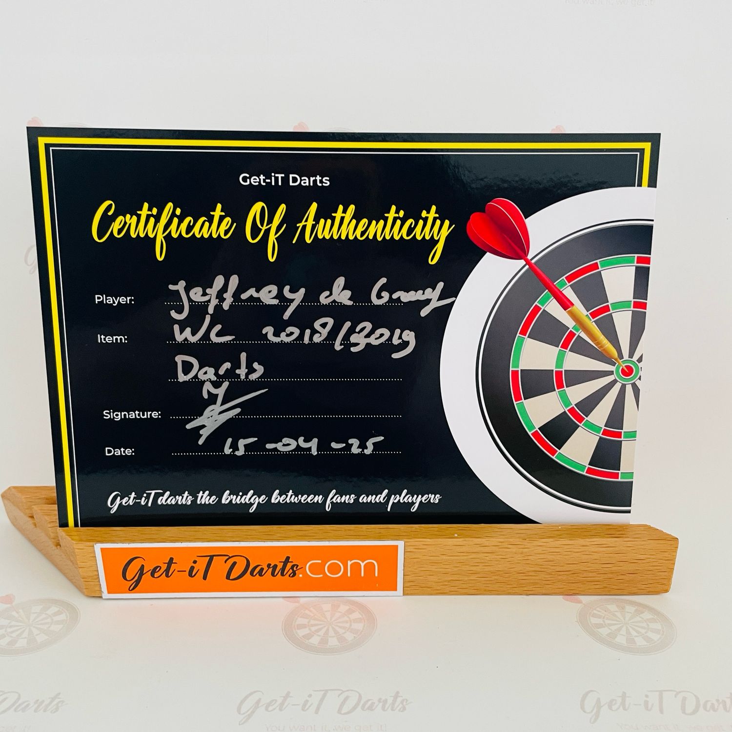 Jeffrey de Graaf Match Used Darts WC 2019 + Ultimate Darts Card & Flights