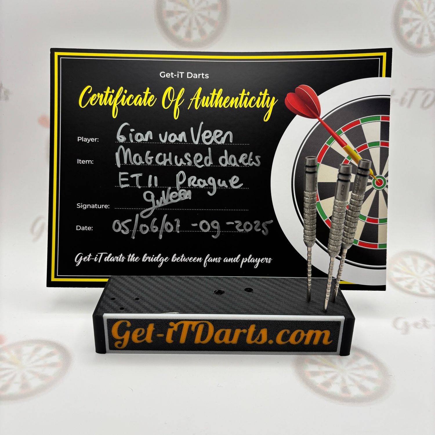 Gian van Veen, match used darts, eurotour Praag