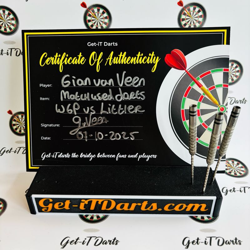 Gian Van Veen, Match Used darts WGP versus Luke Littler Gian Van Veen, Match Used darts WGP versus Luke Littler