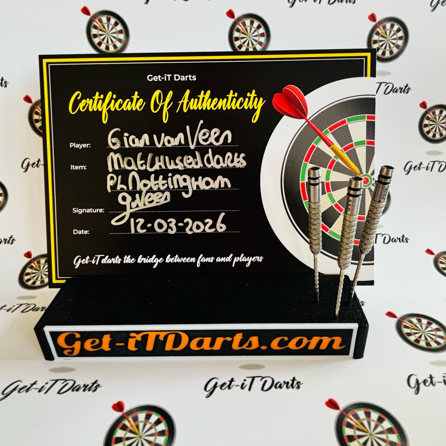 Gian van Veen, match used darts, Premier League Nottingham