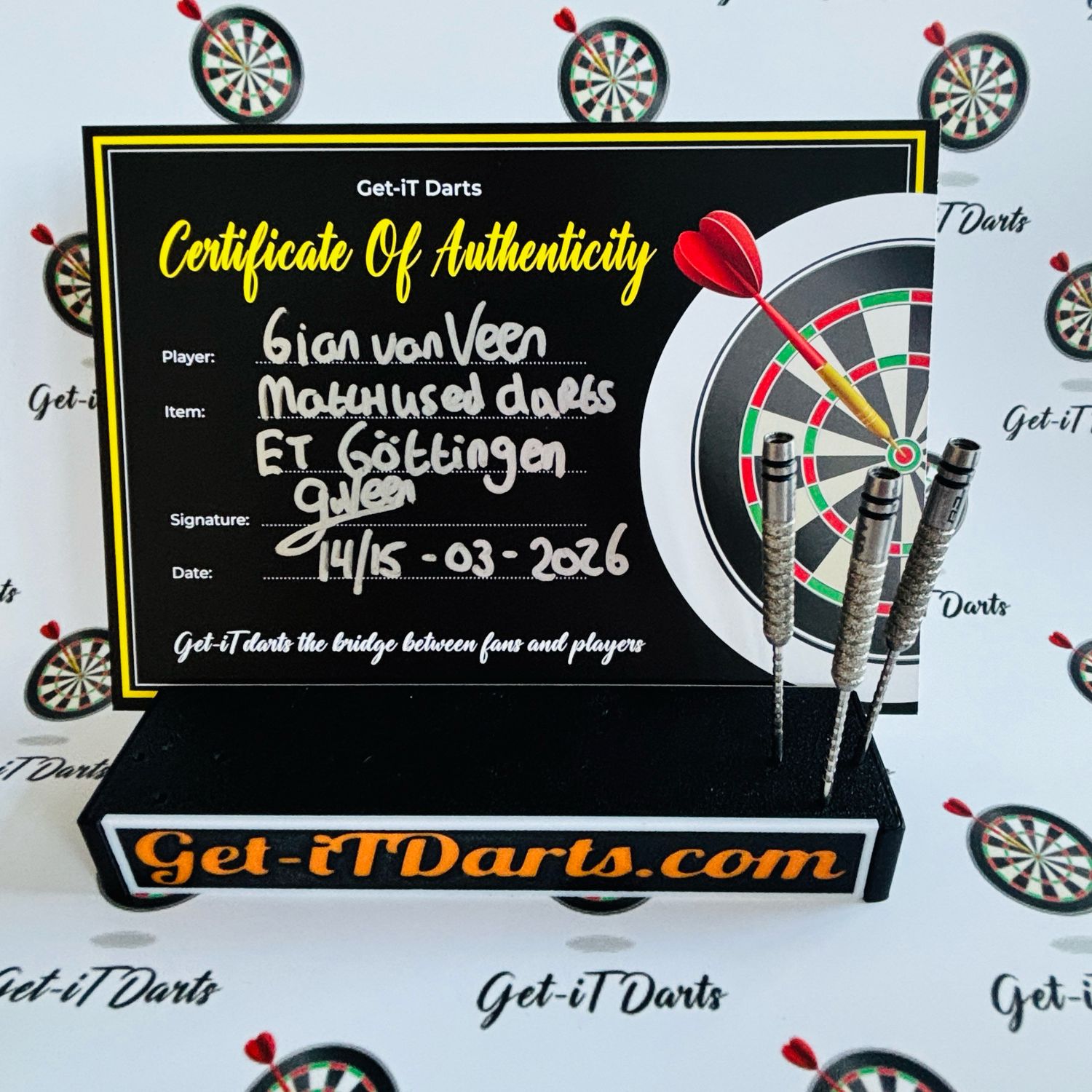 Gian van Veen, match used darts, Eurotour Göttingen