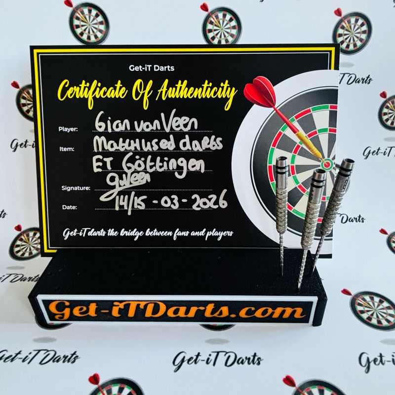Gian van Veen, match used darts, Eurotour Göttingen