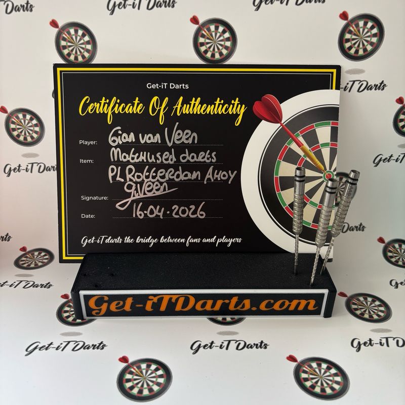 Gian van Veen, match used darts, Premier League Ahoy, Rotterdam Gian van Veen, match used darts, Premier League Ahoy, Rotterdam