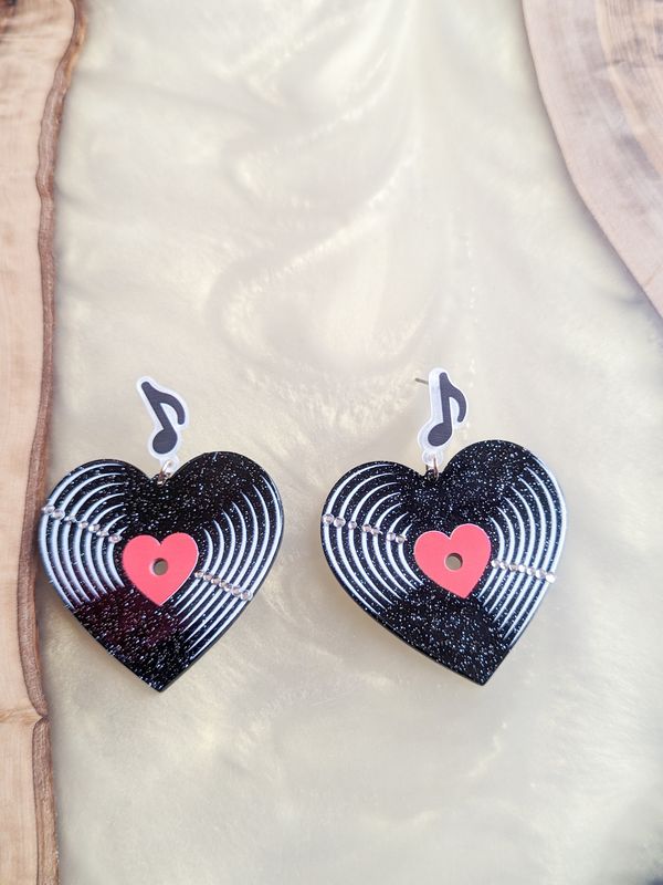 Heart Record Earrings