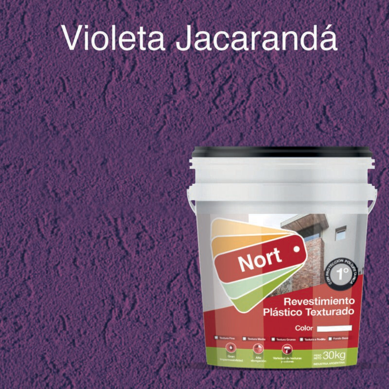 14. Revestimiento Plástico Texturado - Color: Violeta Jacarandá - Llana o Rodillo - Textura: fina - media - gruesa