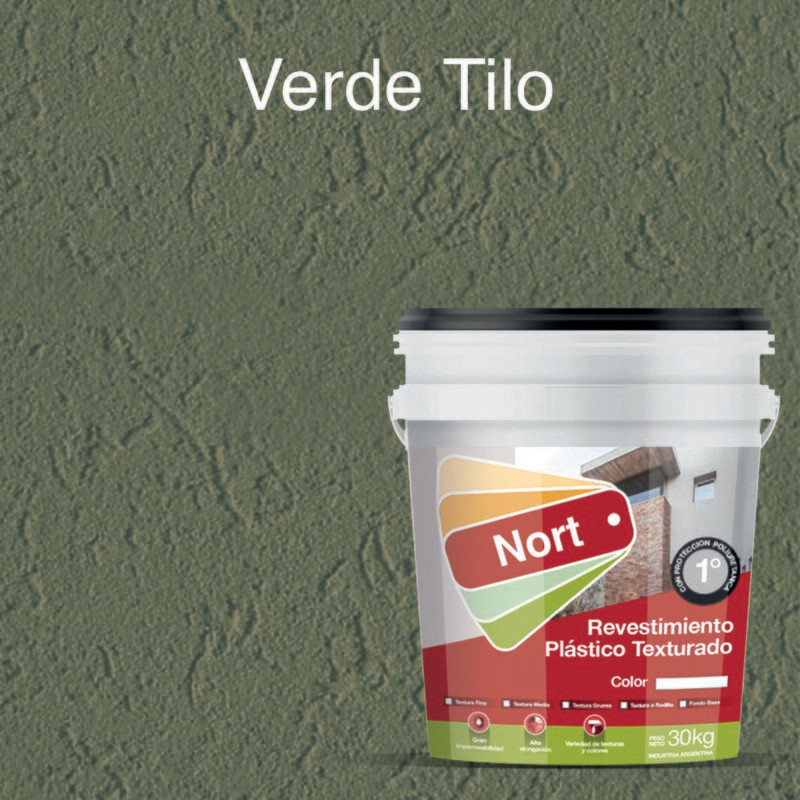 18. Revestimiento Plástico Texturado - Color: Verde Tilo - Llana o Rodillo - Textura: fina - media - gruesa