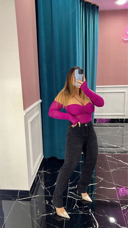 Jeans nero strass