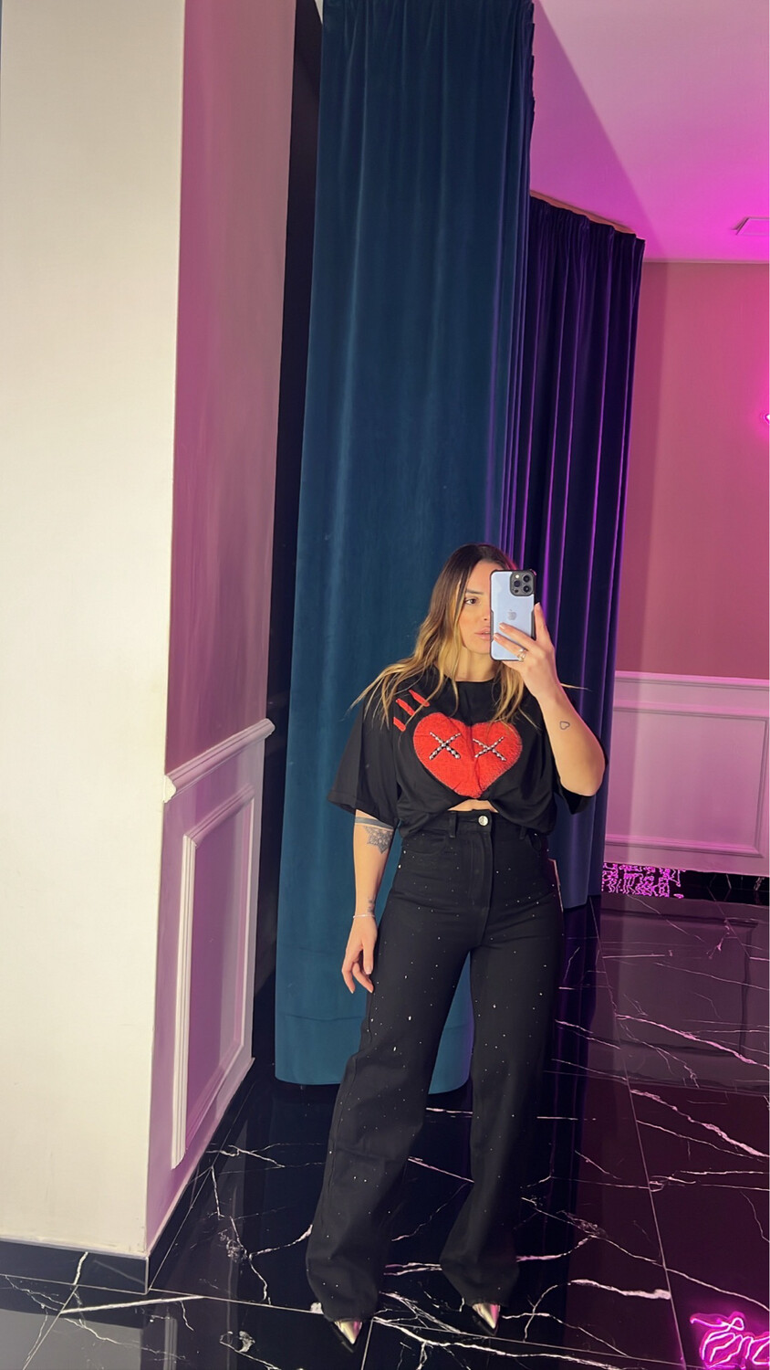 Jeans nero brillantini