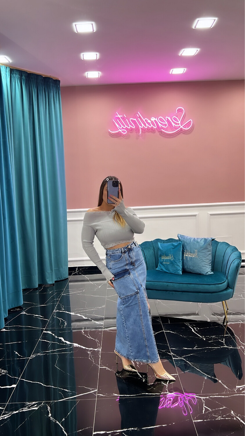 Gonna longuette in denim