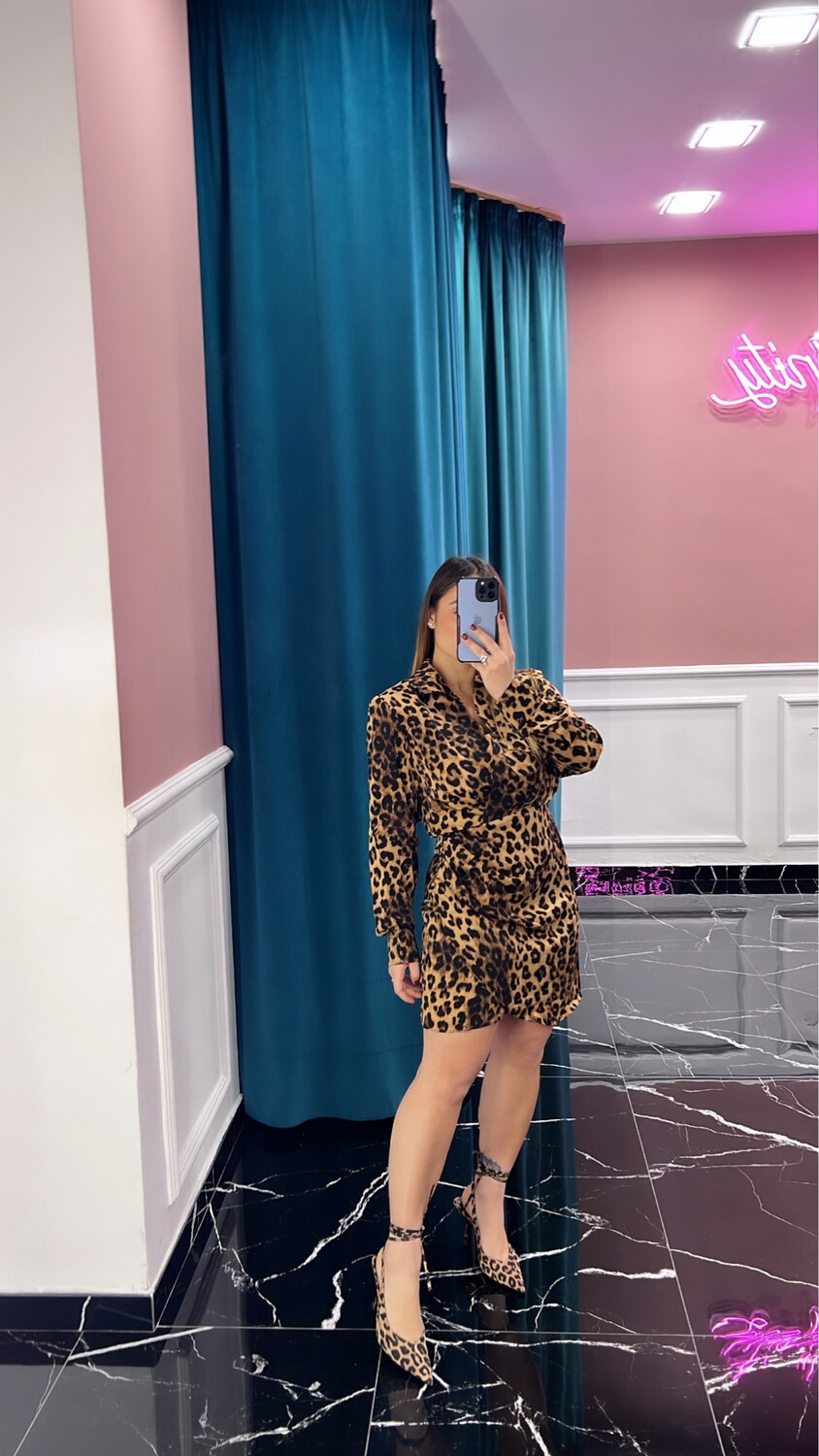 Vestito animalier con spallina