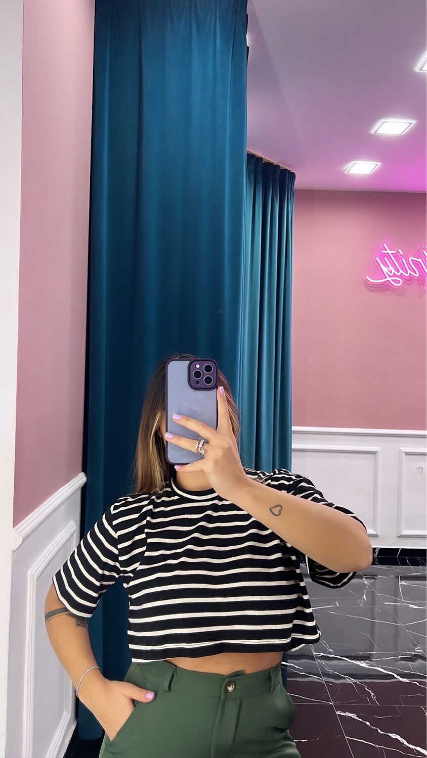 Maglia crop righe
