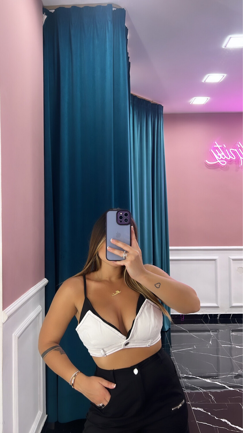 Top denim Bianco