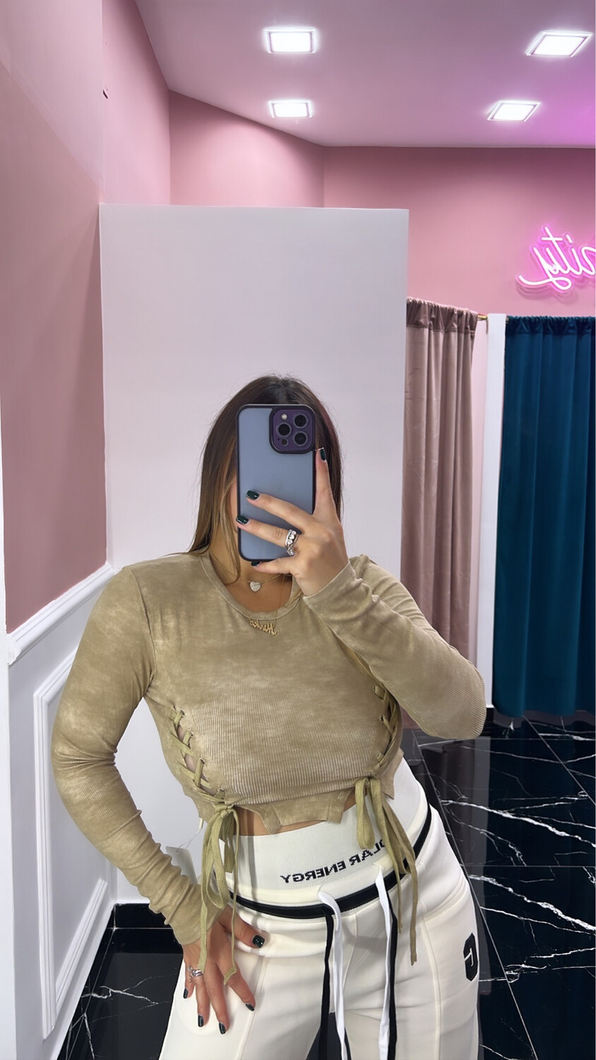 Maglia Crop Stringhe
