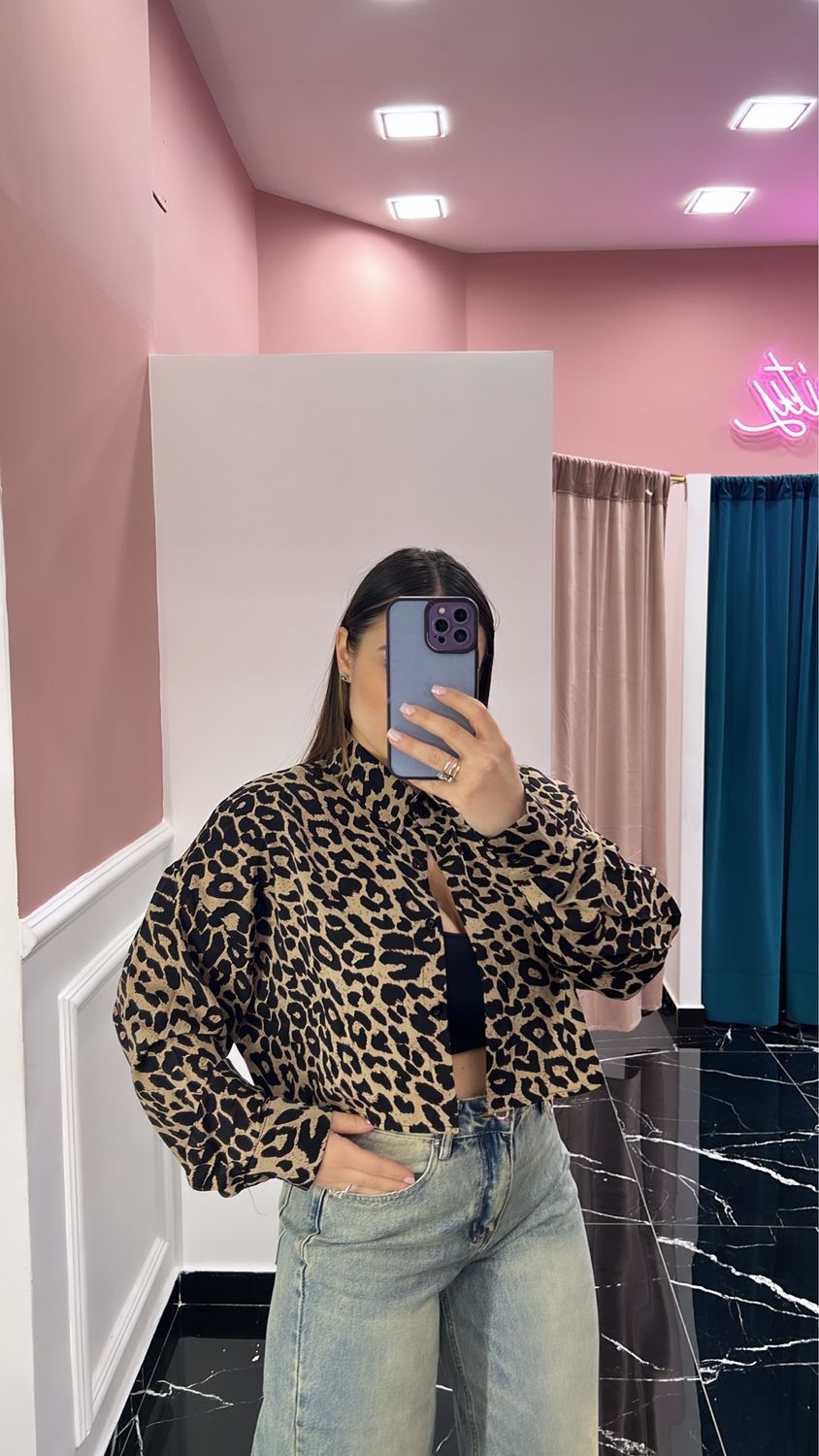 Camicia Crop Leopardata