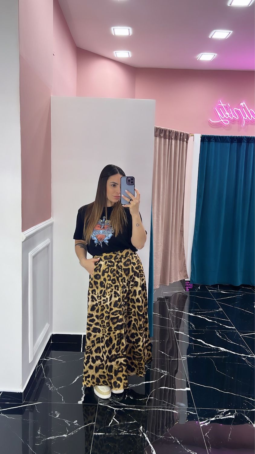 Gonna Leopardata Con tasche