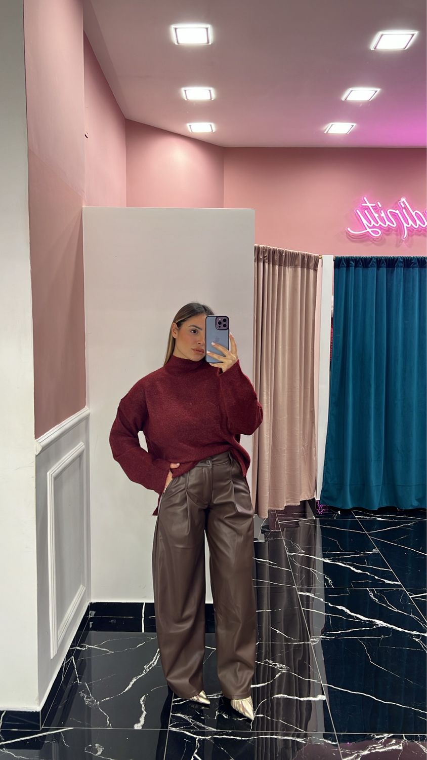 Pantalone Ecopelle Cioccolato
