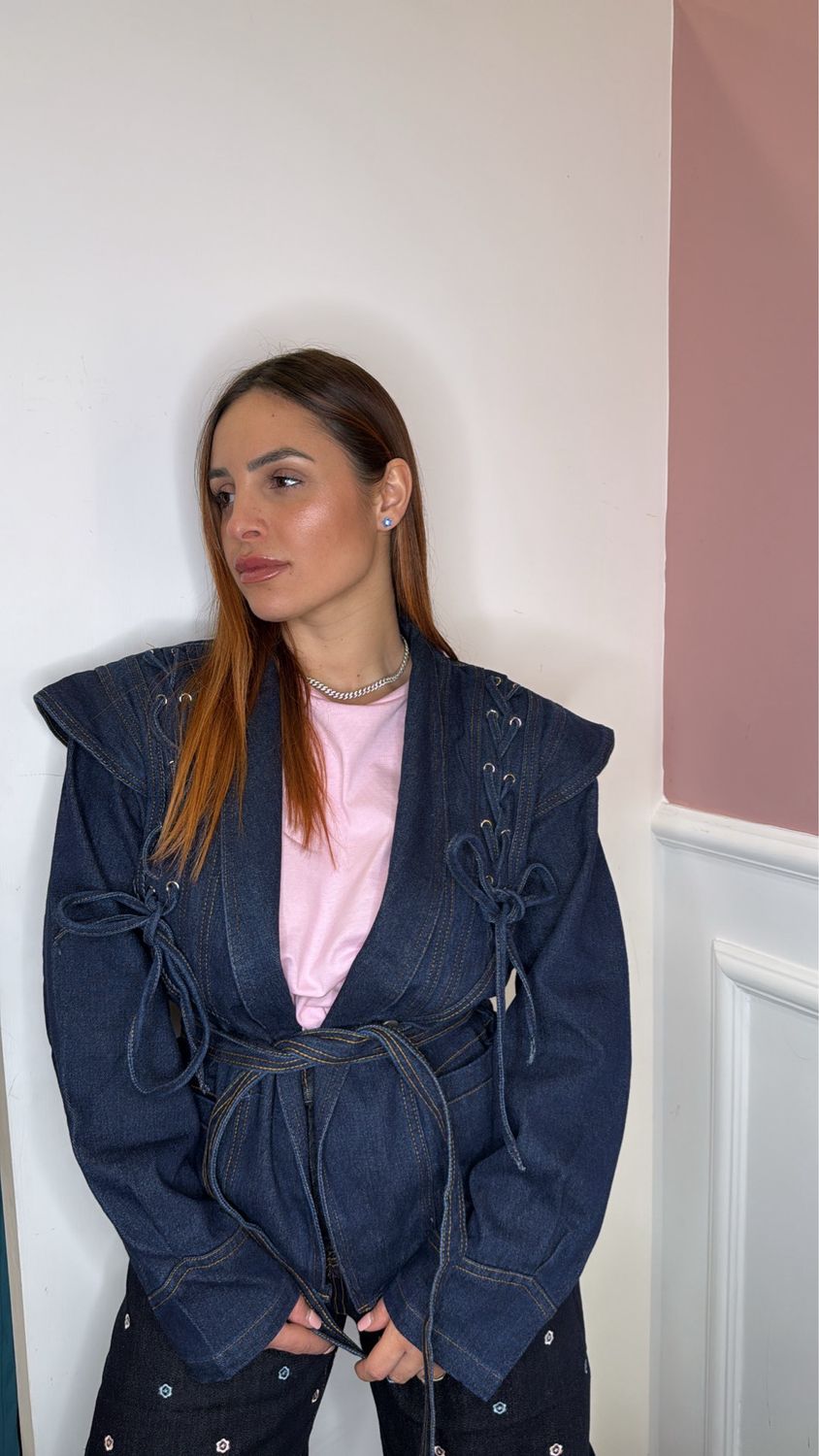 Giacca denim stringhe