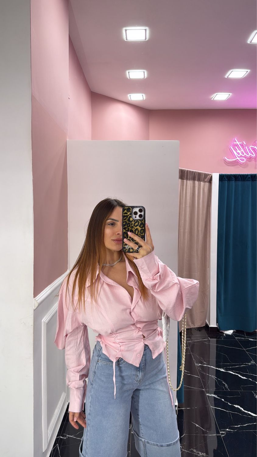 Camicia crop stringhe