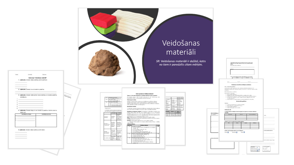 &quot;Veidošanas materiāli&quot; Prezentācija, darba lapa, dizaina procesa plānošanas dienasgrāmata
