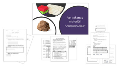 &quot;Veidošanas materiāli&quot; Prezentācija, darba lapa, dizaina procesa plānošanas dienasgrāmata