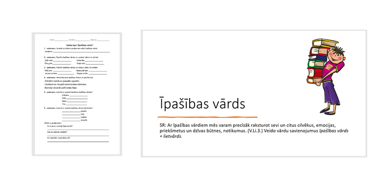 &quot;Īpašības vārds&quot; Prezentācija, tās darba lapa