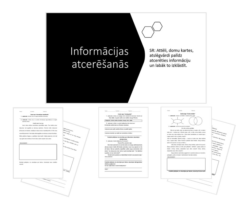 &quot;Informācijas atcerēšanās&quot; Prezentācija, trīs darba lapas