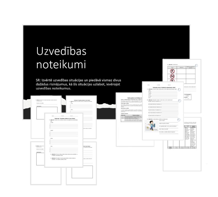 &quot;Noteikumi sabiedriskās vietās&quot; Prezentācija, darba lapa, pārbaudes darbs