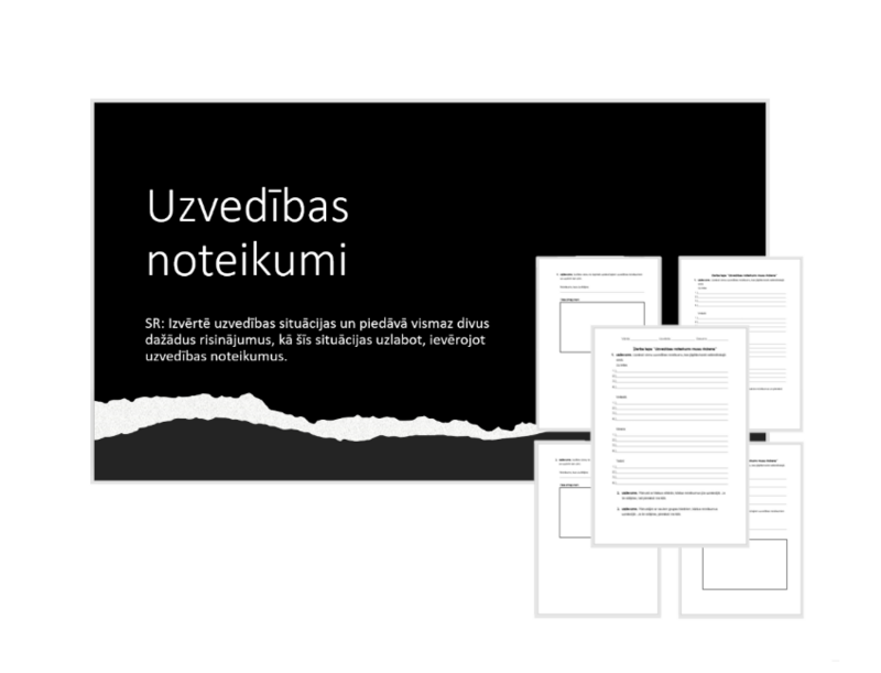 &quot;Noteikumi sabiedriskās vietās&quot; Prezentācija, darba lapa
