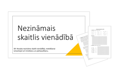 &quot;Nezināmais skaitlis vienādībā&quot; Prezentācija, darba lapa