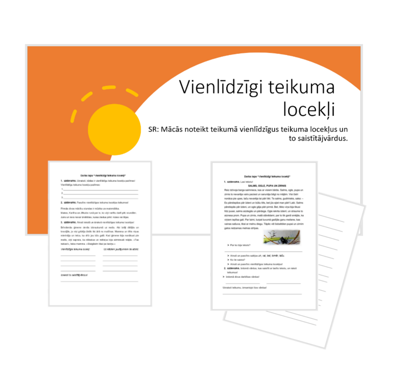 &quot;Vienlīdzīgi teikuma locekļi&quot; Prezentācija, divas darba lapas