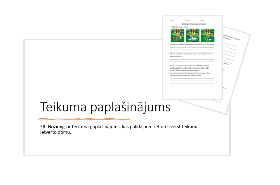 &quot;Teikuma paplašinājums&quot; Prezentācija, darba lapa