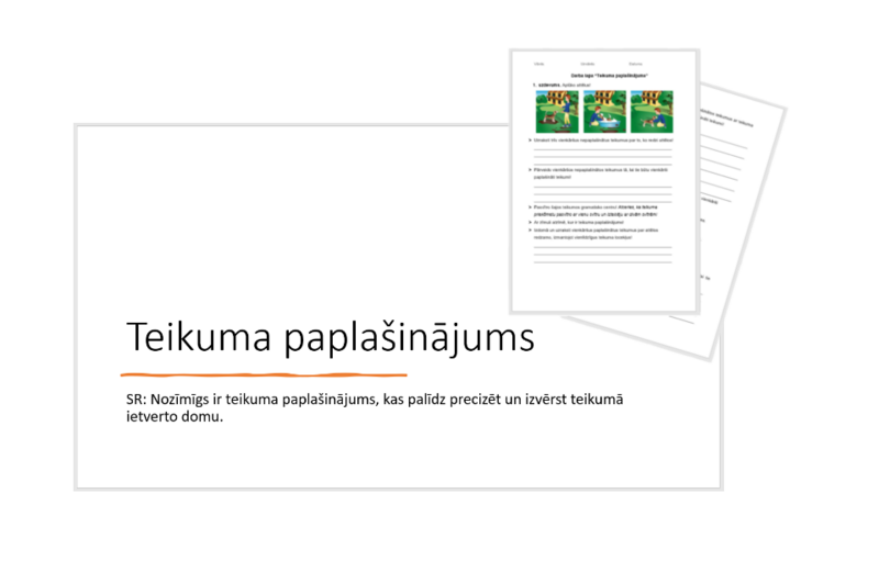 &quot;Teikuma paplašinājums&quot; Prezentācija, darba lapa