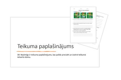 &quot;Teikuma paplašinājums&quot; Prezentācija, darba lapa