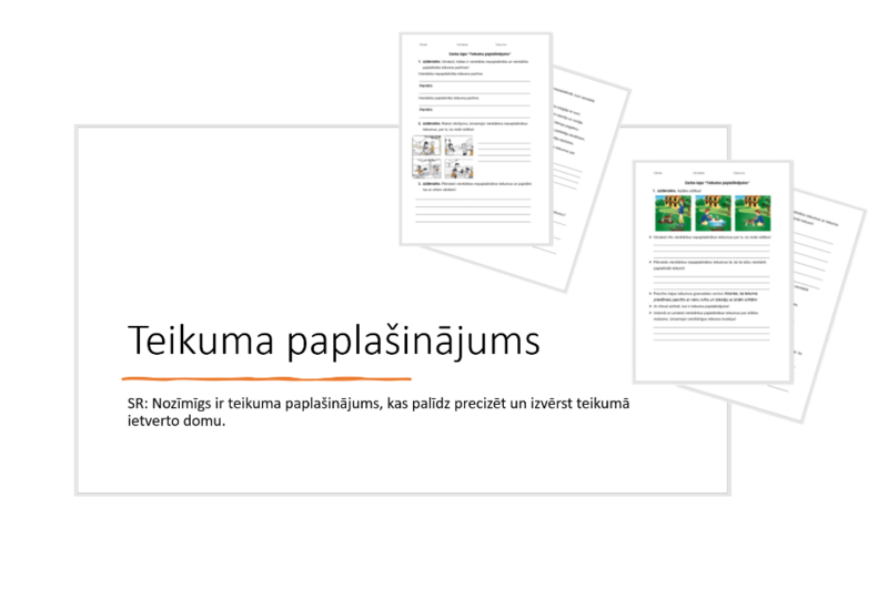 &quot;Teikuma paplašinājums&quot; Prezentācija, divas darba lapas