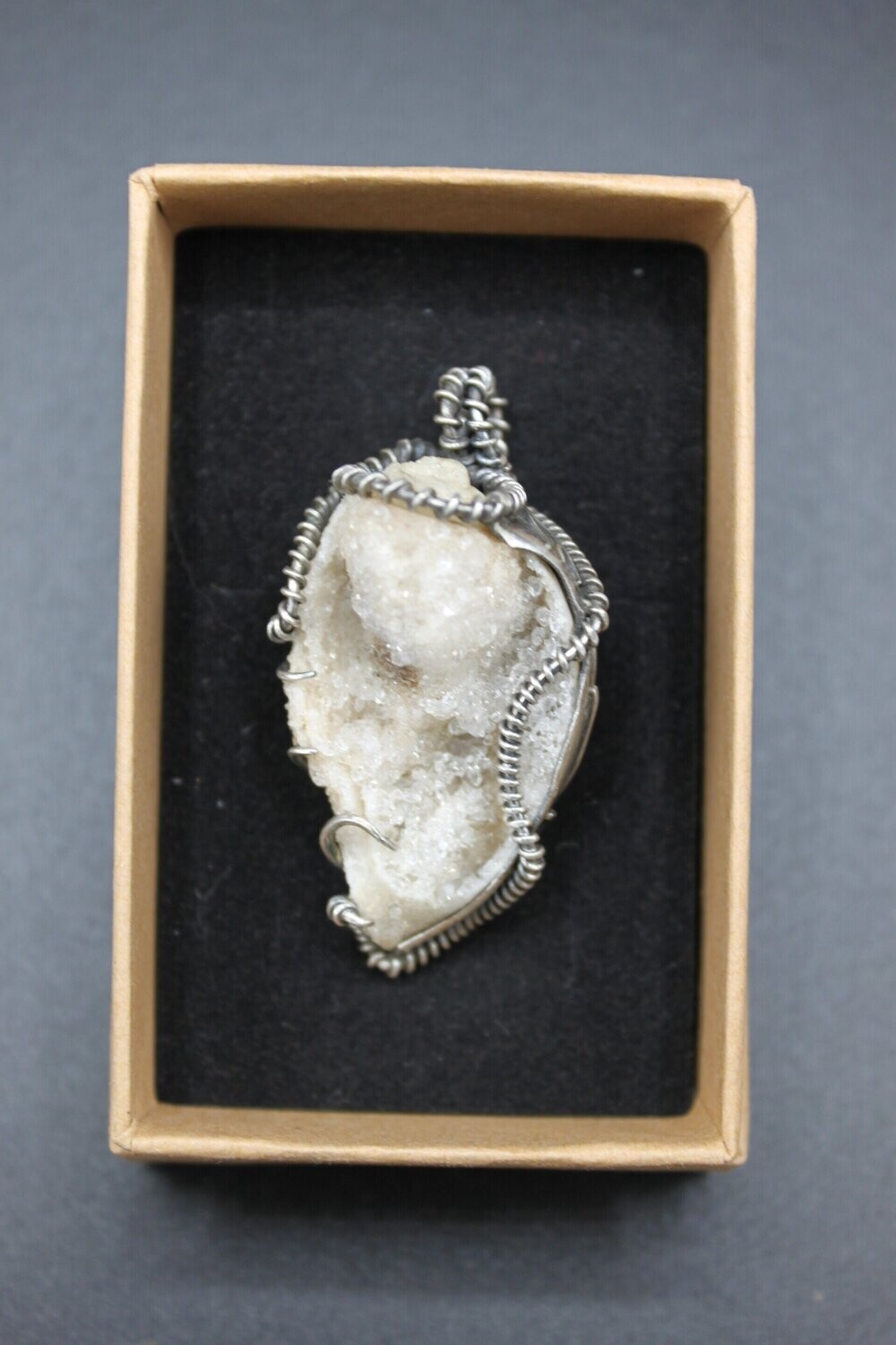 Kristallisierte Fossil Muschel Silber-Anhänger