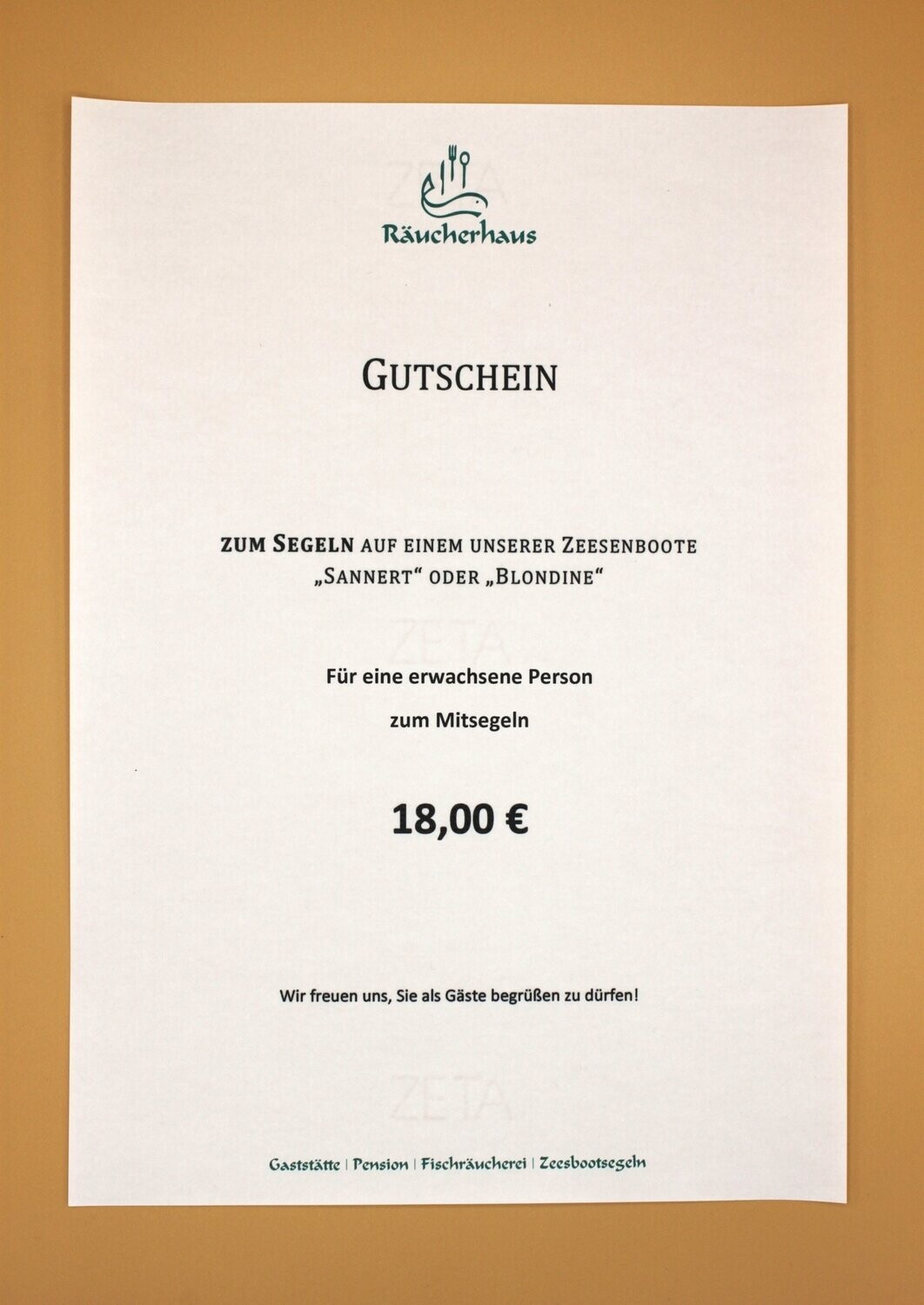 Gutschein für einen Erwachsenen