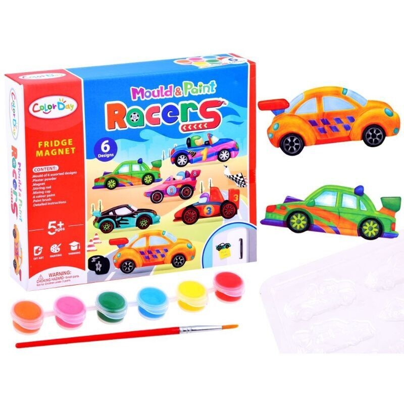 DIY plaster painted toy fridge magnet-cars