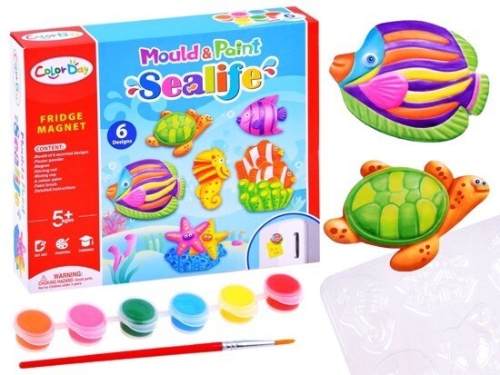 DIY plaster painted toy fridge magnet -Sea Animals