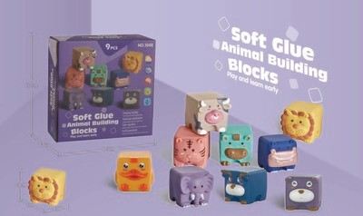 Soft plastic animal building blocks