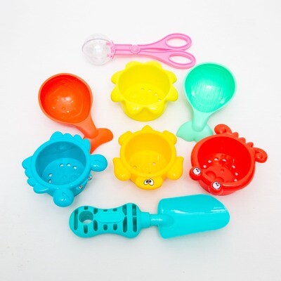 7Pcs Random Color Toys Bucket Shovel Rake Water Tools Bag O Bones Beach