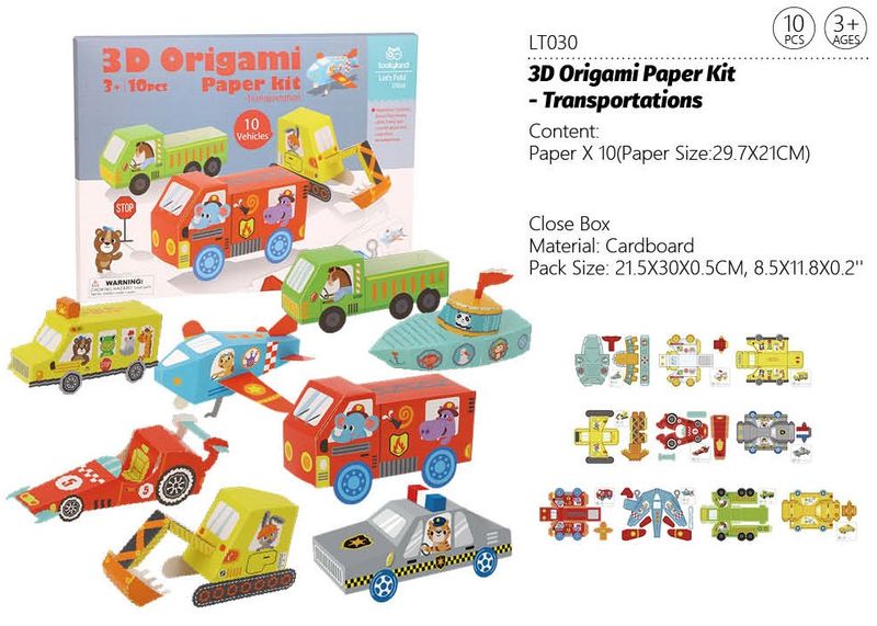 3D Origami Paper Kit - Transportations