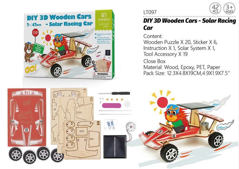 3D Wooden Solar Racing Car