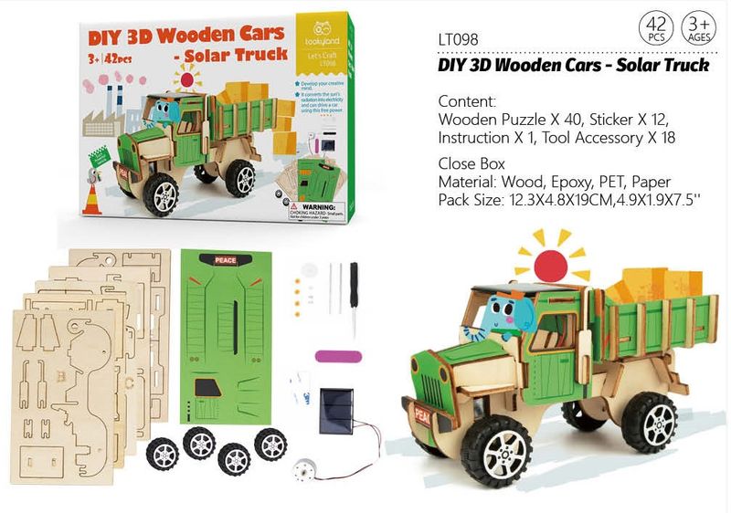 3D Wooden Solar Truck