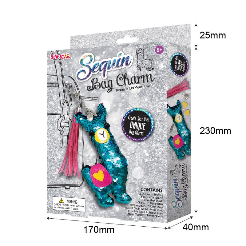 Sequin bag charm - Llama